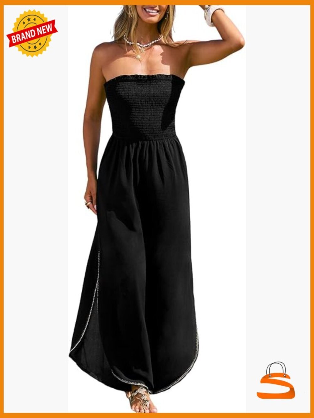 Sleeveless Off Shoulder Wide Leg Jumpsuit with Pockets